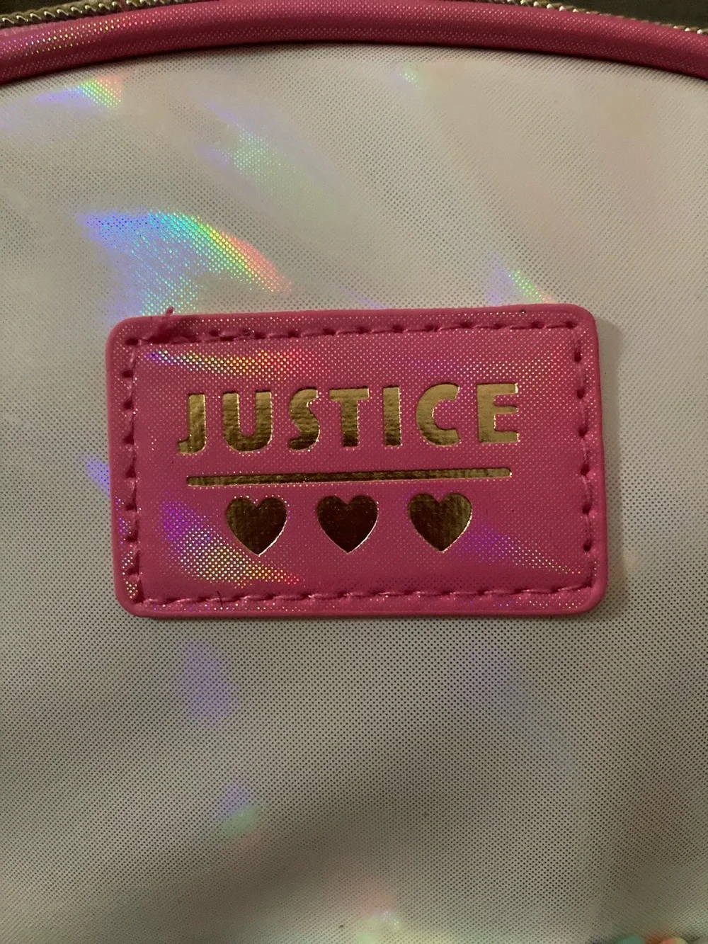 Justice Iridescent White & Pink Sequin Kids Backpack